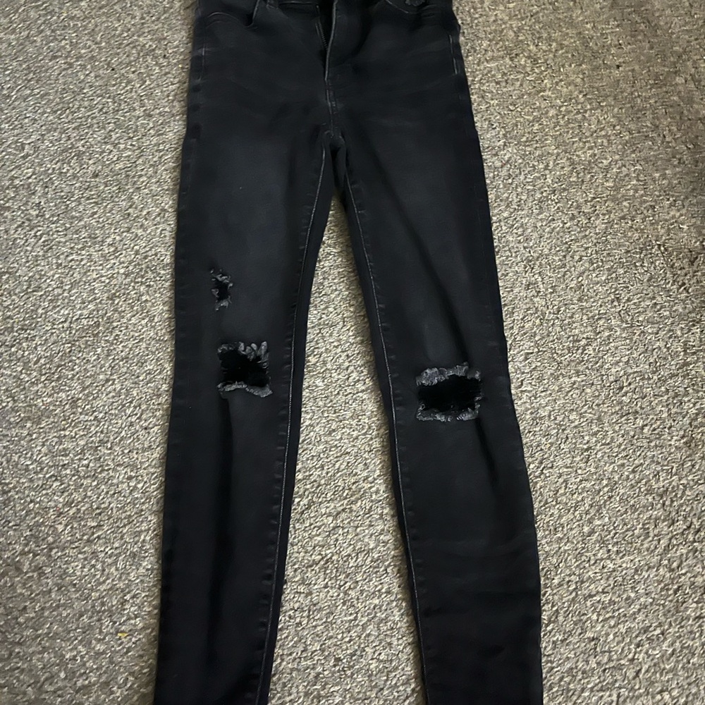 American Eagle Outfitters Black Skinny Distressed Jeans